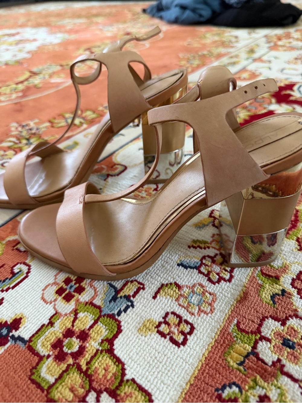 Women's Neutral Tan Block Heel Sandals